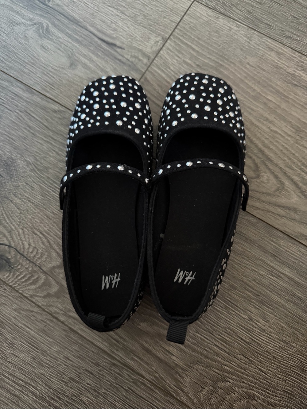 H&M Black Rhinestone Mary Jane Flats